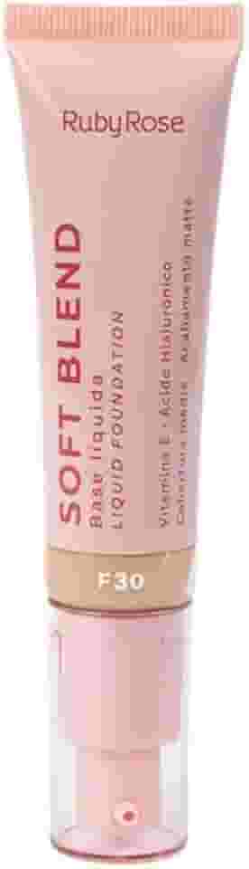 Base Líquida Soft Blend Ruby Rose Matte Média Cobertura Efeito Aveludado (F30, 30g)