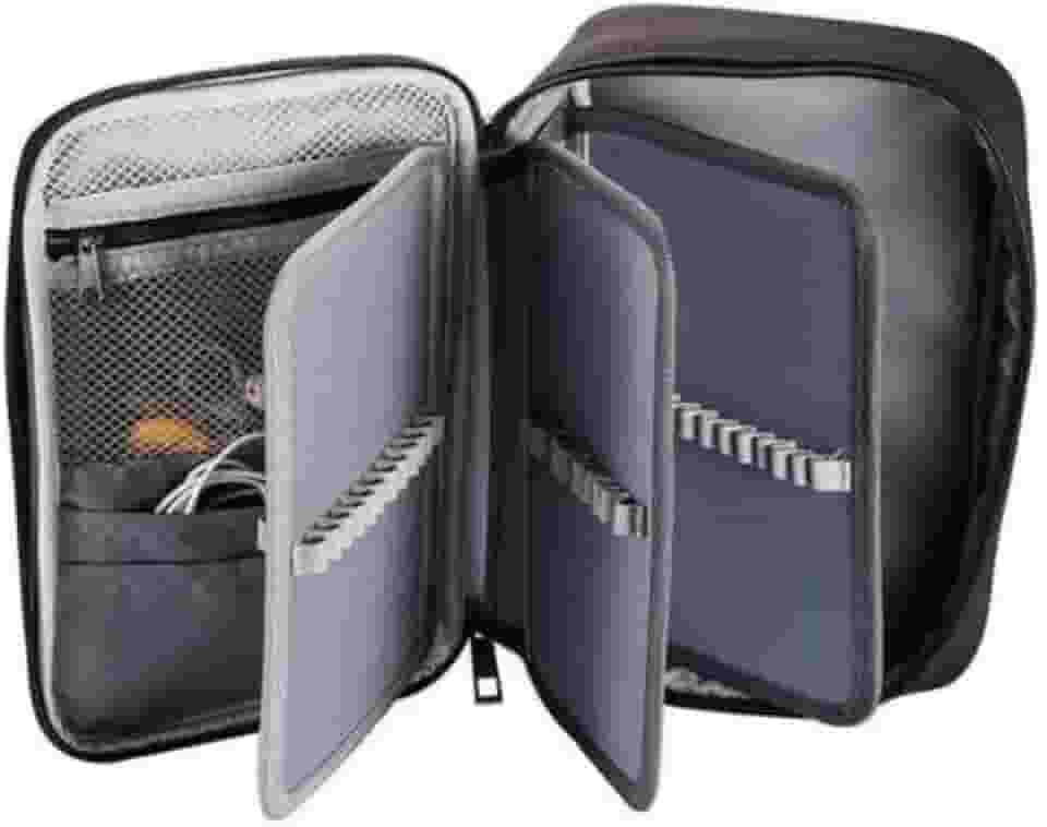 Estojo Escolar Grande Capacidade, Estojo Box Jumbo Com Alça e Elastico para 72 canetas ou lápis, Feminino Masculino, Infantil Adulto, Organizador Com Divisórias e Zíper (PRETO)