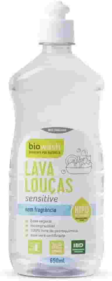 Biowash Lava Louças Sensitive 650ml Hipoalergênico Sem Fragrância Concentrado