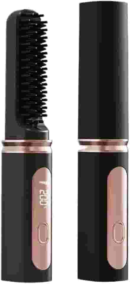 Escova Alisadora Recarregável Modeladora com 3 Cores e Sem Fio (Preto)