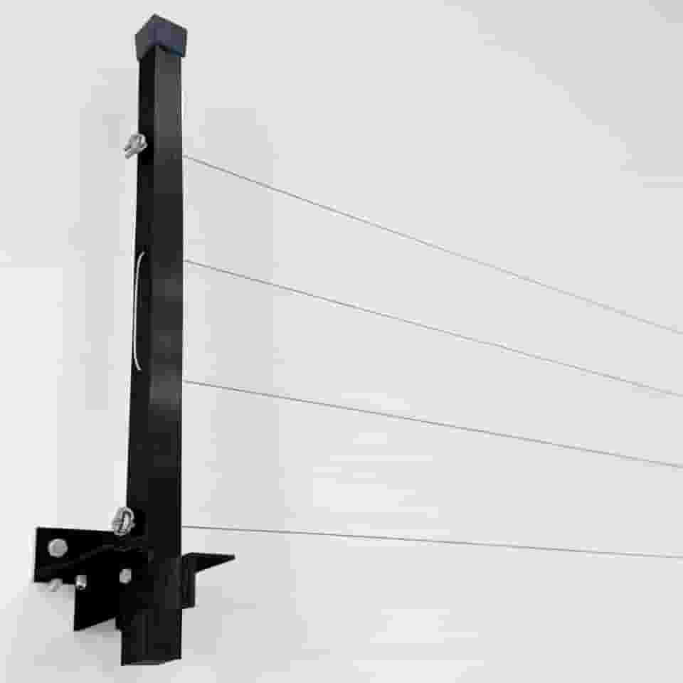 Varal Alumínio Reforçado Retrátil De Parede Para Roupas Suporta Até 80kgVaral de Parede Muro Dobrável retrátil Mão Francesa cabo aço 500cm*50cm(Alumínio Preto)