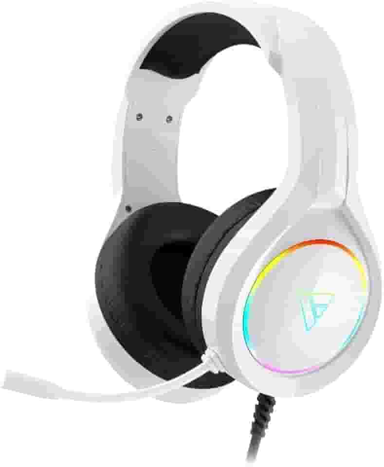 Headset Gamer Force One Titan Branco USB com LED RGB, Som Surround 50mm, Microfone Flexível, Confortável, PC e Notebook