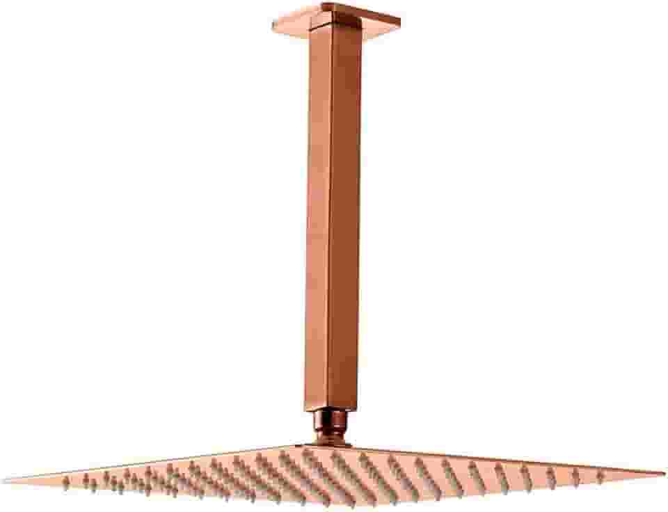 Pingoo.Casa, Ducha Chuveiro de Teto, Quadrado, Aço Inox 304, 30Cm, Mundaú, Dourado Rose