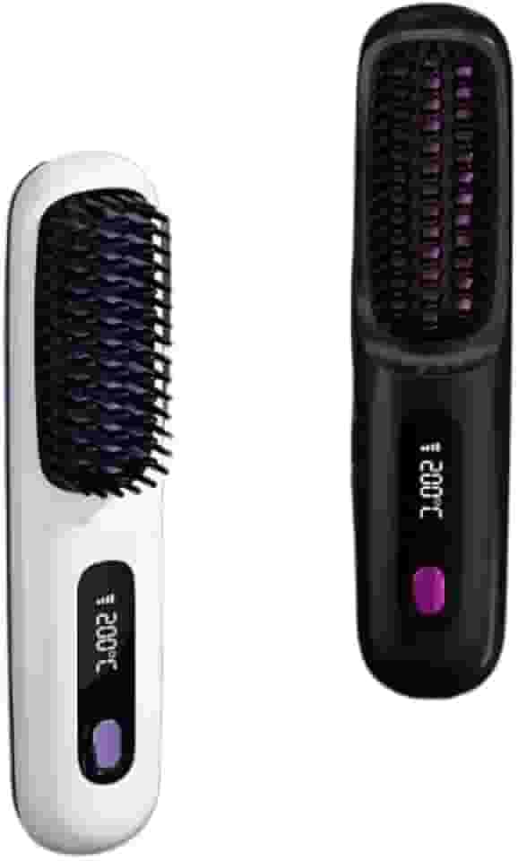 Escova Alisadora Sem Fio com Display Digital – Recarregável, Portátil e Rápida (Aleatório)