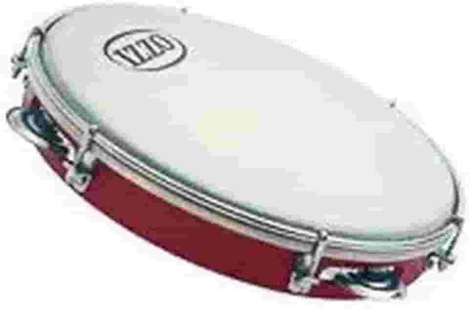 Pandeiro Izzo 10 Polegadas ABS Vermelho com Pele Leitosa 6 Afinadores 5 Pares Platinelas