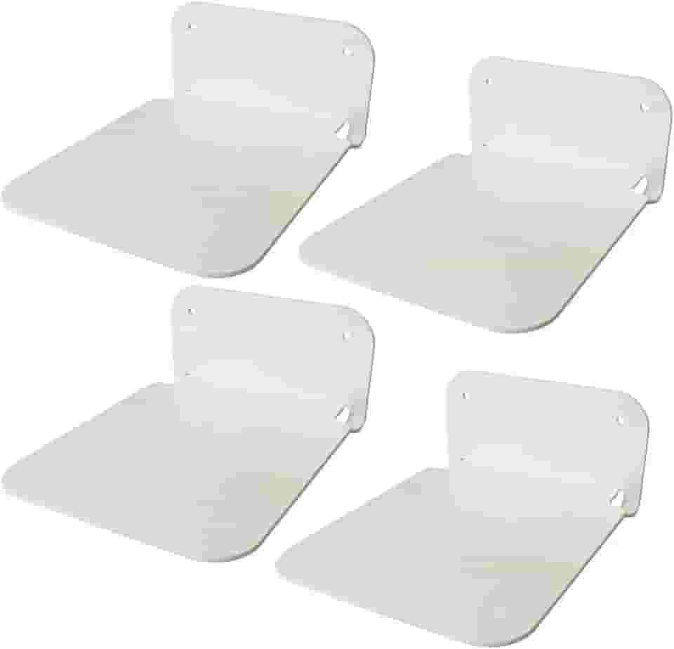 Kit com 4 Prateleiras Suporte Invisível Oculta Para Livros Parede Metal Branca Reforçada