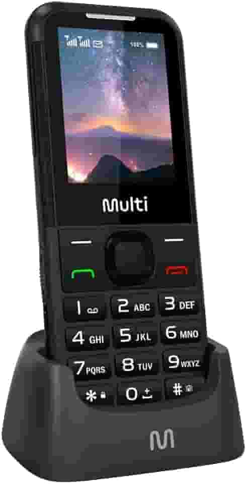 Celular Multi Vita 4G com Base Carregadora Dual Chip, Botão SOS, Câmera Preto - P9225