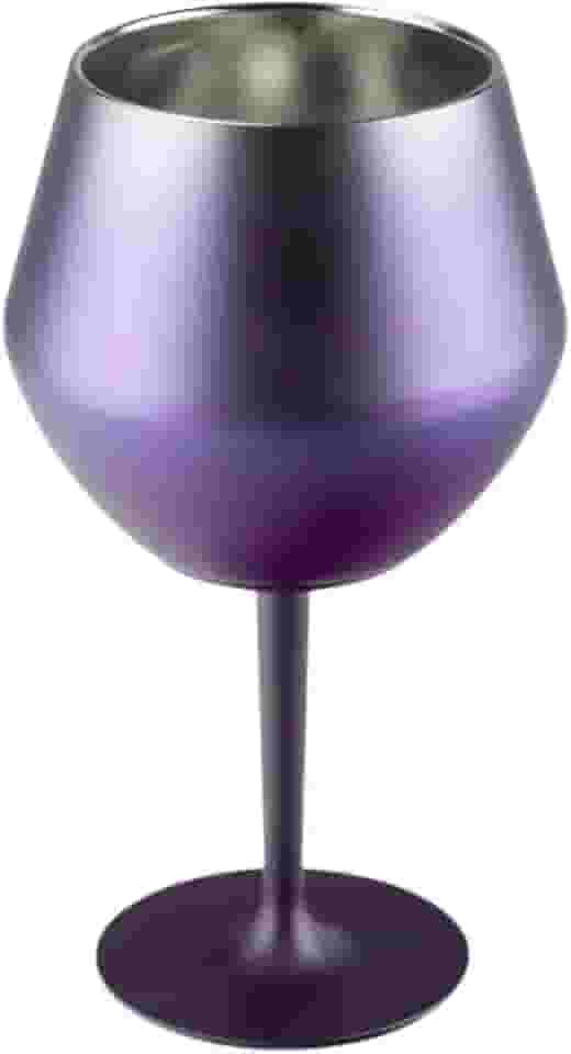 Taça Térmica A Vácuo 410Ml 2-Em-1 Inox Haste Rosqueável Removível Copo E Taça Parede Dupla Isolante Antiderrapante Ideal Para Gin Vinho Drinks Viagem E Churrasco (ROXO METÁLICO)