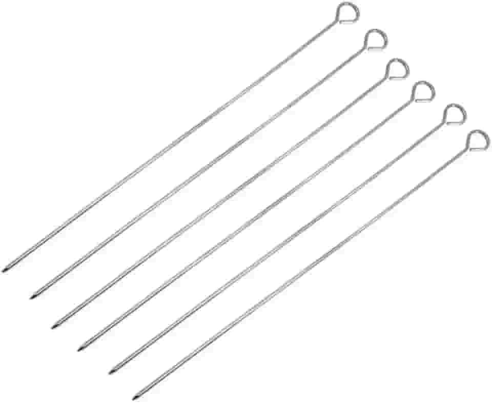 Kit 6 Espetos Inox 30 Cm Para Churrasco Espetinho Assar Carne Frango Legumes Vegetais