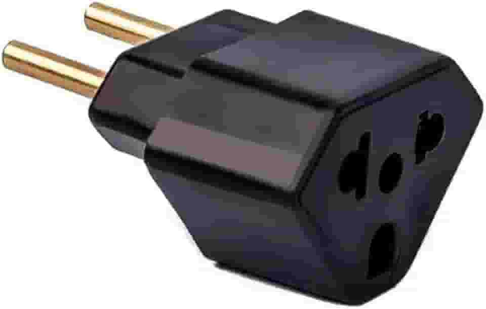 Adaptador de Tomada Universal 10A e 20A 2 Polos Padrão Brasileiro e Americano (PRETO)