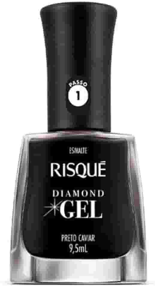 Esmalte Risqué Diamond Gel Preto Caviar Cremoso 9, 5ml, Risqué, PRETO CAVIAR, 9.5 ml