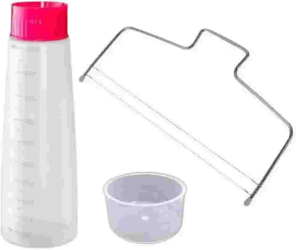 Kit Bisnaga Molhar Umedecer Bolo + Nivelador Cortador Fatias 2 Fios