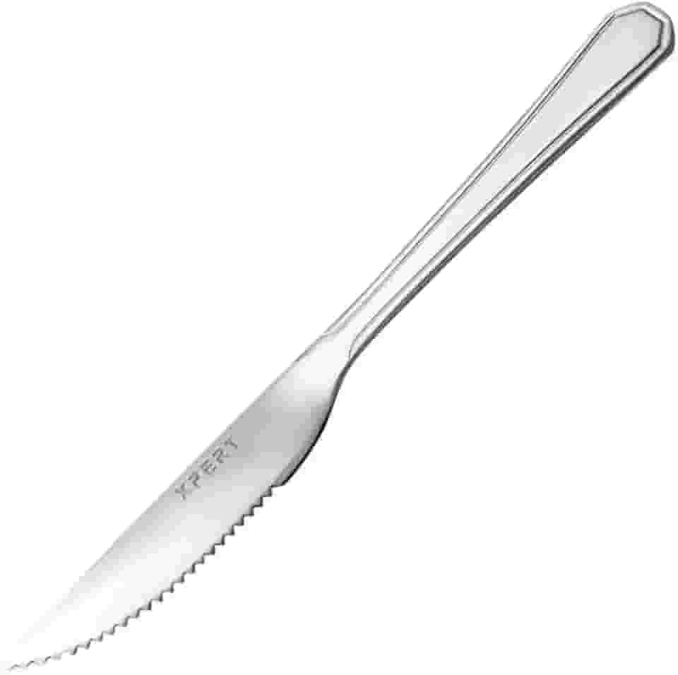 Conjunto de Facas para Churrasco em Aço Inoxidável, 12 Peças, Lâmina Serrilhada, Ideal para Carnes e Churrascos