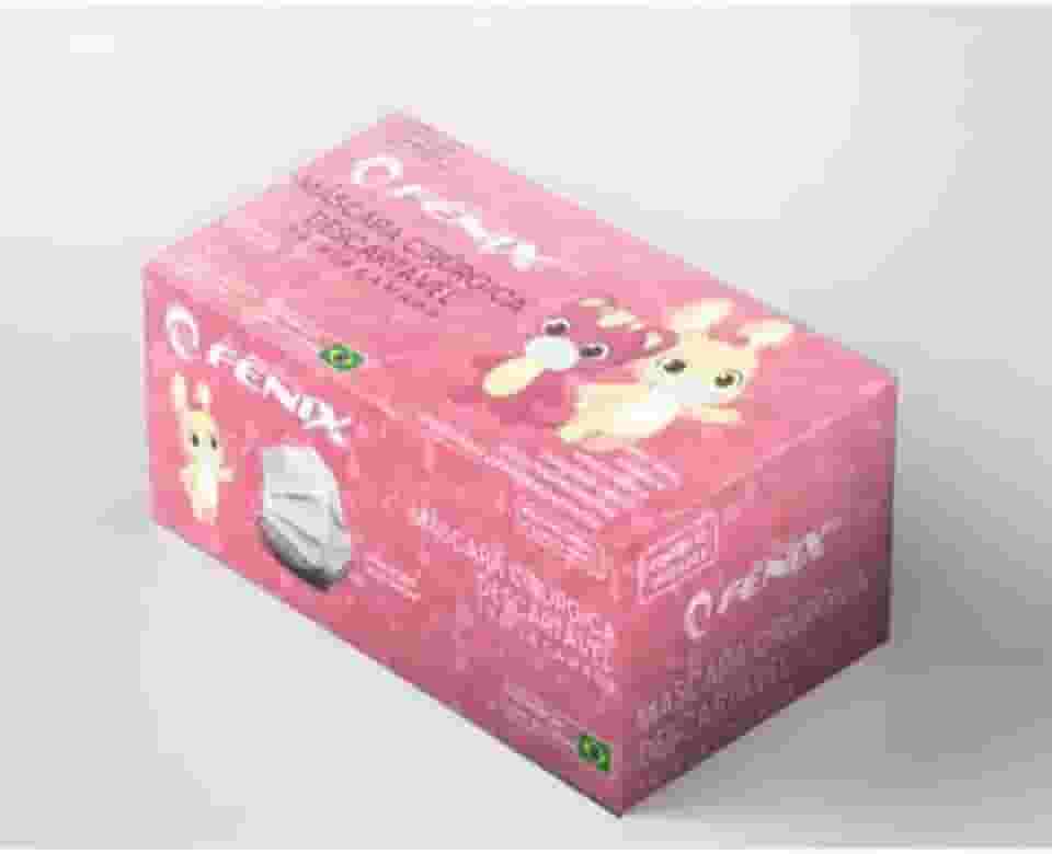 Máscara Infantil Descartável Tripla Camada 50 Unidades - Rosa