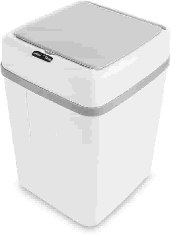 Lixeira Elétrica com Sensor 12 L Branca – Tampa Antiodor, Lixeira Moderna para Banheiro, Cozinha e Escritório, Abertura Sem Toque, Design Compacto e Higiênico