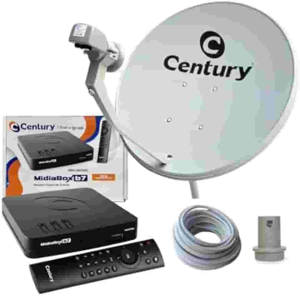 Kit Antena - Receptor Digital Midiabox Lnbf 5g Ku Cabo Cor Preto 110v/220v