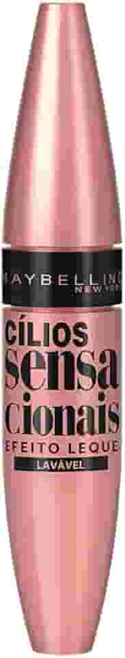 Maybelline NY Cílios Sensacionais Máscara de Cílios Lavável, Efeito Leque com Volume e Definição, Longa Duração e Não Empelota, Cor Preto Intenso, 9,5ml