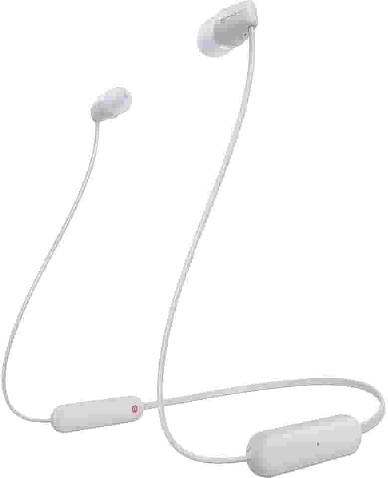Sony Fones de ouvido intra-auriculares WI-C100 sem fio Bluetooth com microfone embutido, branco