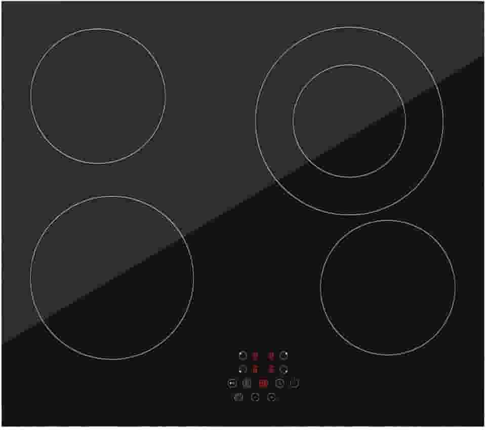 Cooktop Elétrico 4 Bocas 60cm Preto Vidro Temperado Controle Deslizante 220-240V