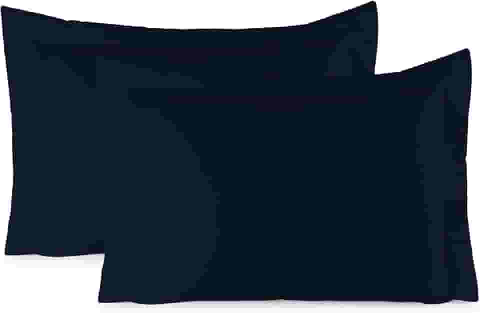 Kit 02 Fronhas Aba Americana Tecido Percal 400 Fios Antiácaro, Anti-pilling com Toque Macio - Azul Marinho