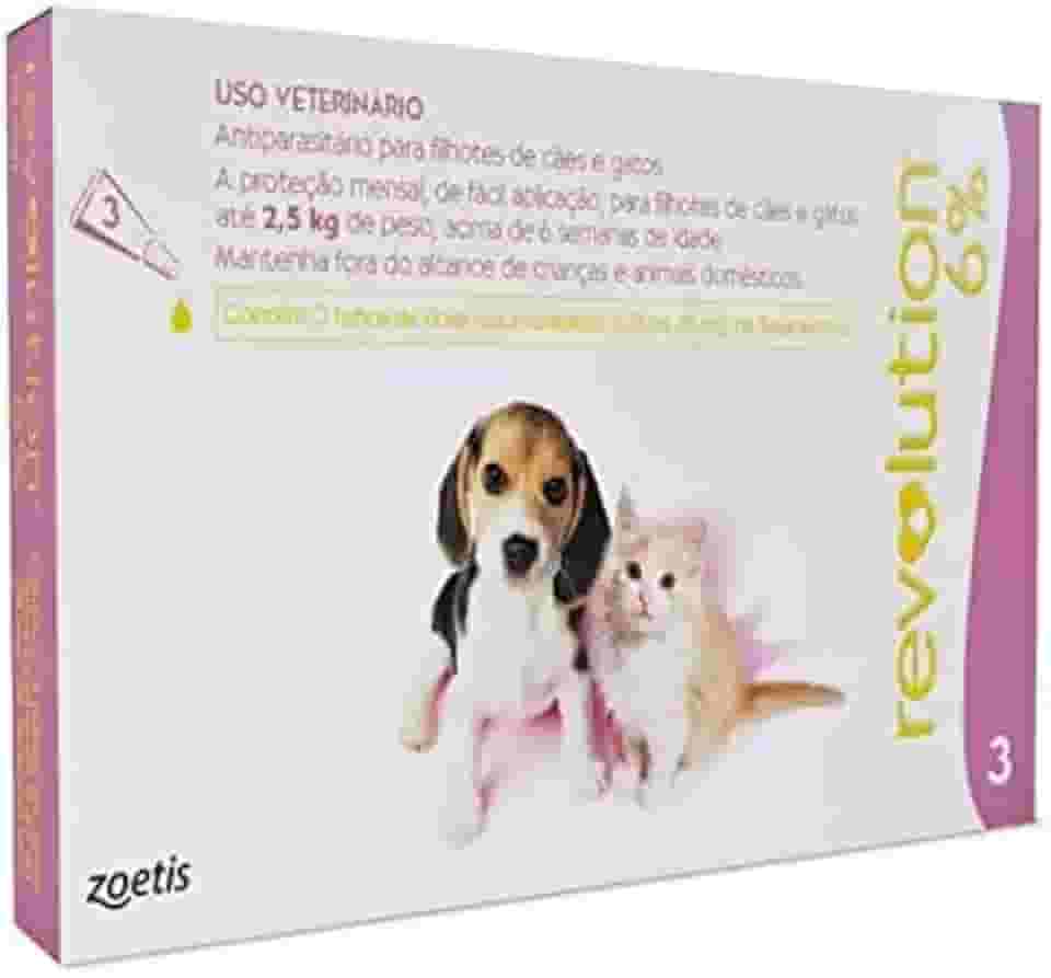 Antipulgas E Carrapatos Zoetis Revolution 6 Para Cães E Gatos Até 2,5 Kg - 3 Ampolas De 0,25 Ml