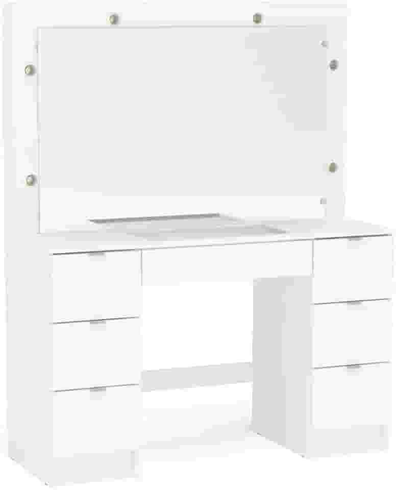 Penteadeira Camarim França com Espelho 7 Gavetas Branco Politorno