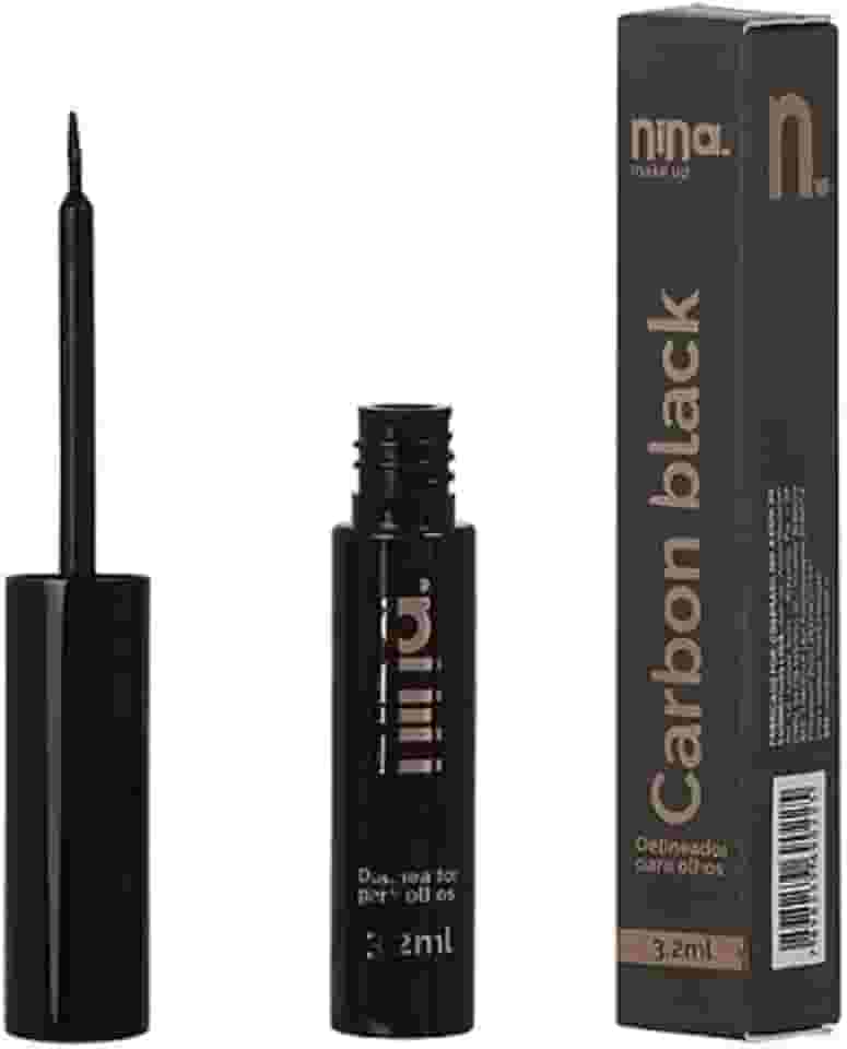 Delineador Líquido para Olhos Carbon Black, 3.2ml, Nina Makeup