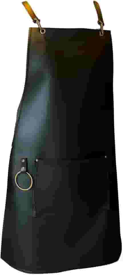 Avental Couro Sintético Preto Impermeável Resistente para Churrasqueiro Barbeiro Bar Cozinha Salão