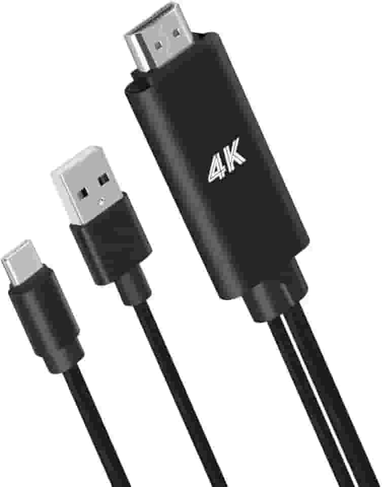 Adaptador USB-C para HDMI 4K, Cabo Conversor MHL, Compatível com Celulares, Notebooks e MacBook, Plug & Play, BLACK/Silver