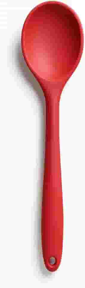 Colher de Silicone 27cm para Cozinha –Utensílio Resistente e Antiaderrente, Ideal para Panelas e Refeições Quentes, Cabo Ergonômico, 100% Silicone Alimentar, Reforçada (Vermelho)