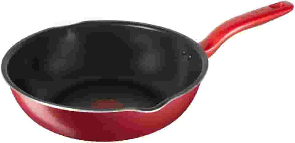 Frigideira Wok Tefal So Chef 28 cm Vermelha – Antiaderente Titanium, Fundo de Indução para Todas as Fontes de Calor, Indicador Thermo-Sinal e Alta Espessura