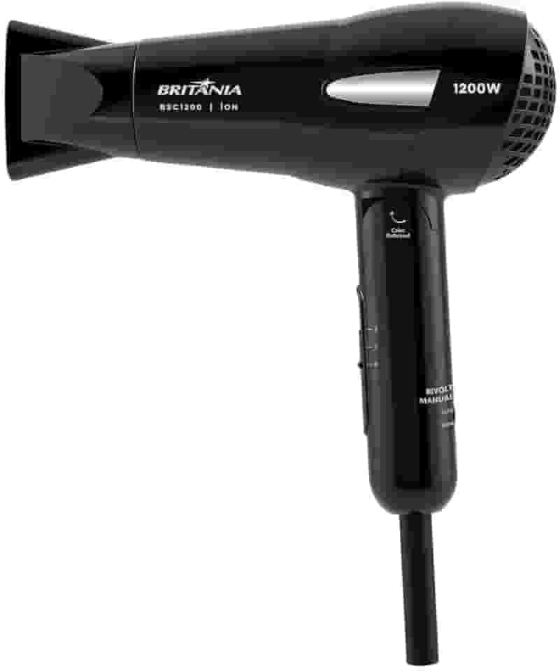 Secador de Cabelos Britânia BSC1200 Íon Tourmaline 1200W Preto Bivolt Automático