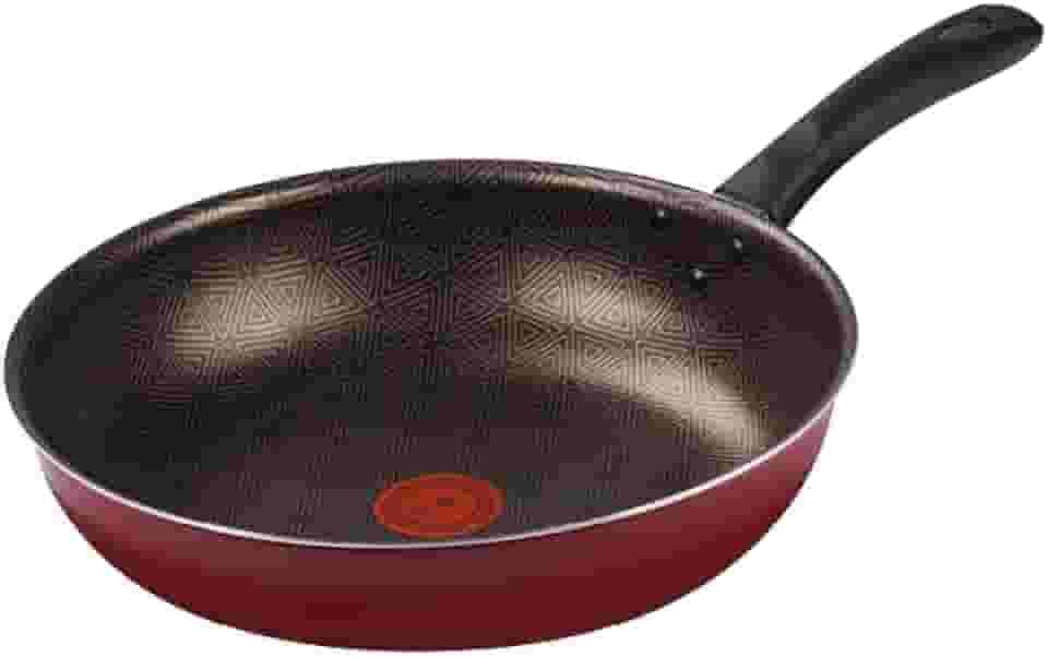 Frigideira Wok Facilita Vermelho 28cm com Antiaderente Resist - Limpa Fácil e Dura Mais, reforçado com partículas minerais, Thermo-Sinal e Cabos Reforçados