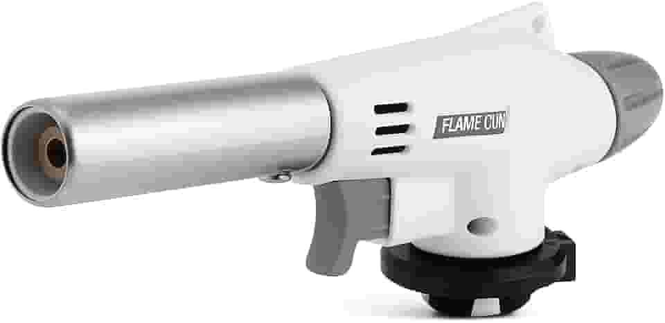 Maçarico Culinário Portátil Branco Com Controle Manual Da Chama E Acendimento Automático