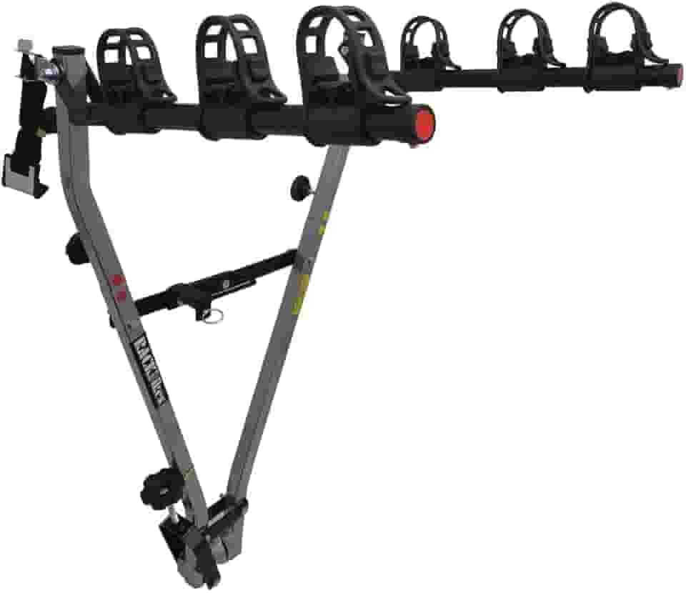 Suporte para bike Transbike Engate p/ 3 bicicletas Prata tira Preta Sedan Hatch