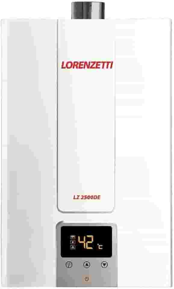 Aquecedor de Água a Gás LZ 2500DE Branco GN 25 Lts/Min. Digital Lorenzetti