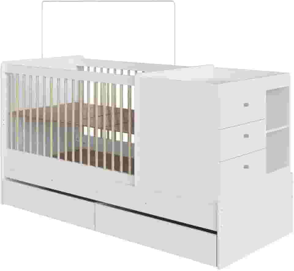 Berço Cama Multifuncional com Gavetões Branco
