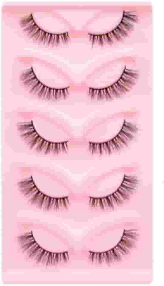 Kit 5 Pares De CíLios PostiçOs Olho De Gato 3d Mink - Full Strip E Meia ExtensõEs, Longos E Naturais(W89(meio cílios))