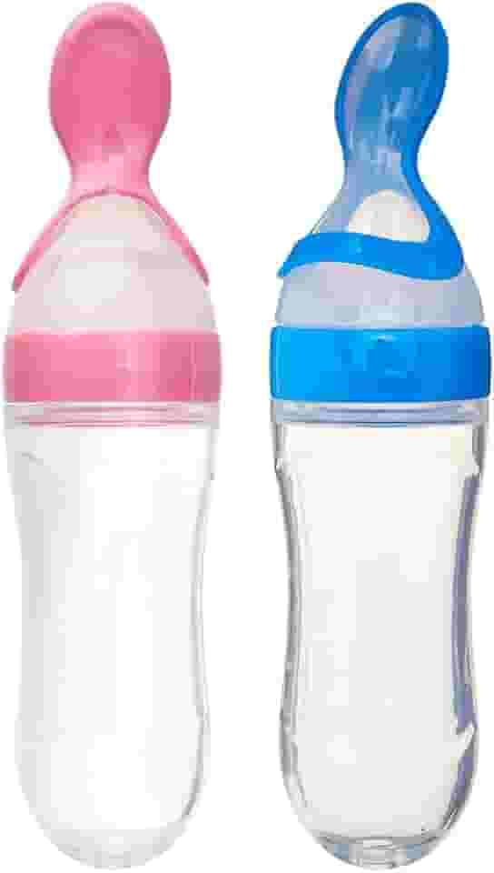 Colher Dosadora de Silicone para Bebê 6 Meses+ – Alimentador de Apertar Ideal para Papinhas, Alimentação Segura (Rosa)