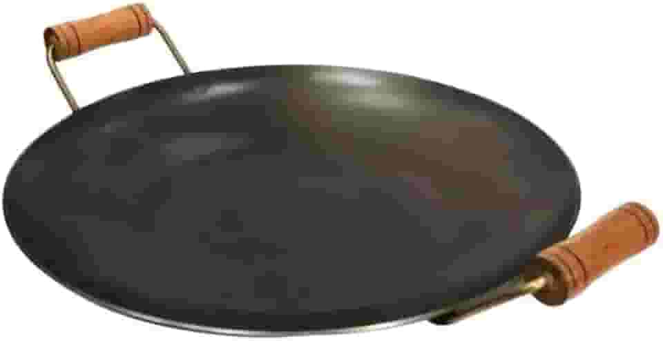 Disco De Arado Tacho Porções Em Geral Alça de madeira 45cm total para Churrascos Familiares, Festas e Refeições em Grupo, Prático e Decorativo