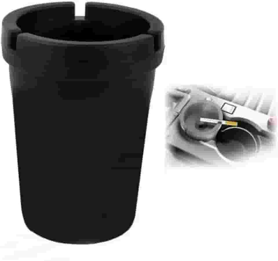 Cinzeiro de Plástico Portátil Anti Fumaça, Suporte para Cinzas de Cigarro Copo, Com Tampa (Preto)