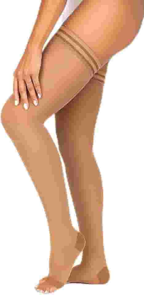 Meia de Compressão 7/8 Natural Escuro 20-30mmHg Attiva Sem Ponteira Para Varizes Confortavel