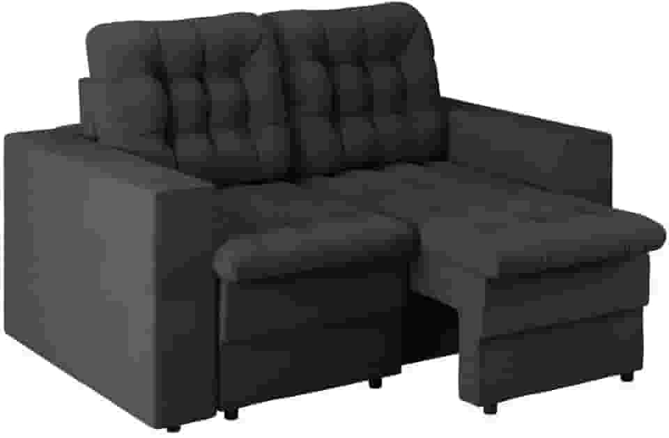 Sofá 2 Lugares Retrátil Lubeck Plush Suede Grafite 140 cm