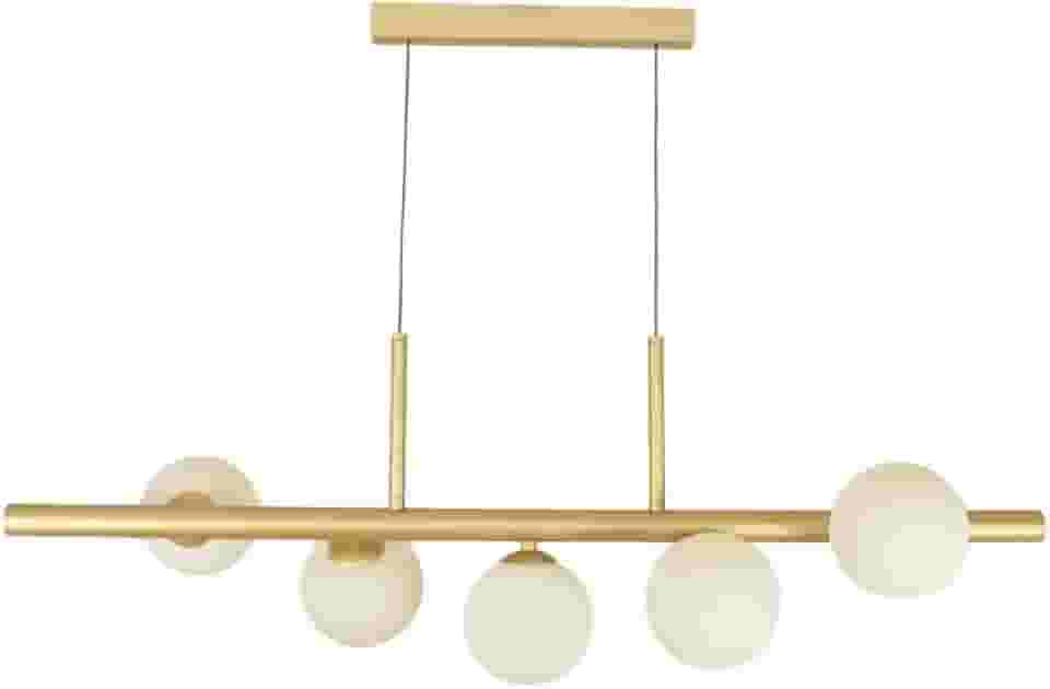 Pendente Jabuticaba Moderno 5 Globos de Vidro Alumínio Dourad Base G9 Fio Regulável 2m Decoração Interior