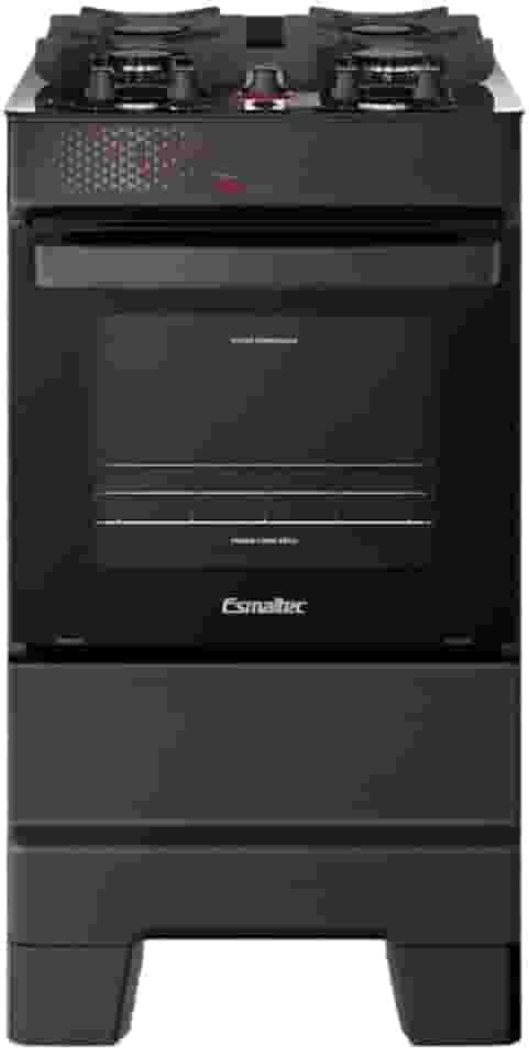 Fogão Esmaltec Ideal Top Glass 4 Bocas Automático Mesa de Vidro Preto Bivolt