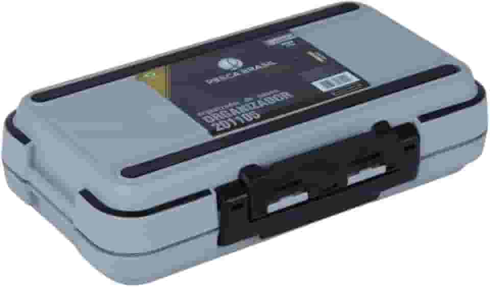 Pesca Brasil, Estojo Organizador de Pesca 201105 Possui Divisórias e Tampa Interna com Trava, Ideal para Iscas e Giradores, Cinza