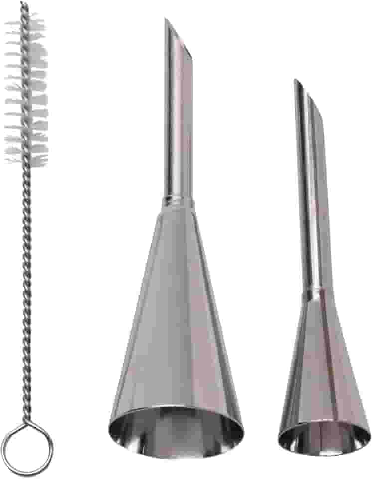 Mimo Style Bicos Para Confeitaria em Aço Inoxidável. Conjunto de Dois Bicos e Acompanha Acessório Para Limpeza. Perfeitos Para Os Mais Diversos Tipos de Sobremesas. Reutilizável, Resistente e Durável