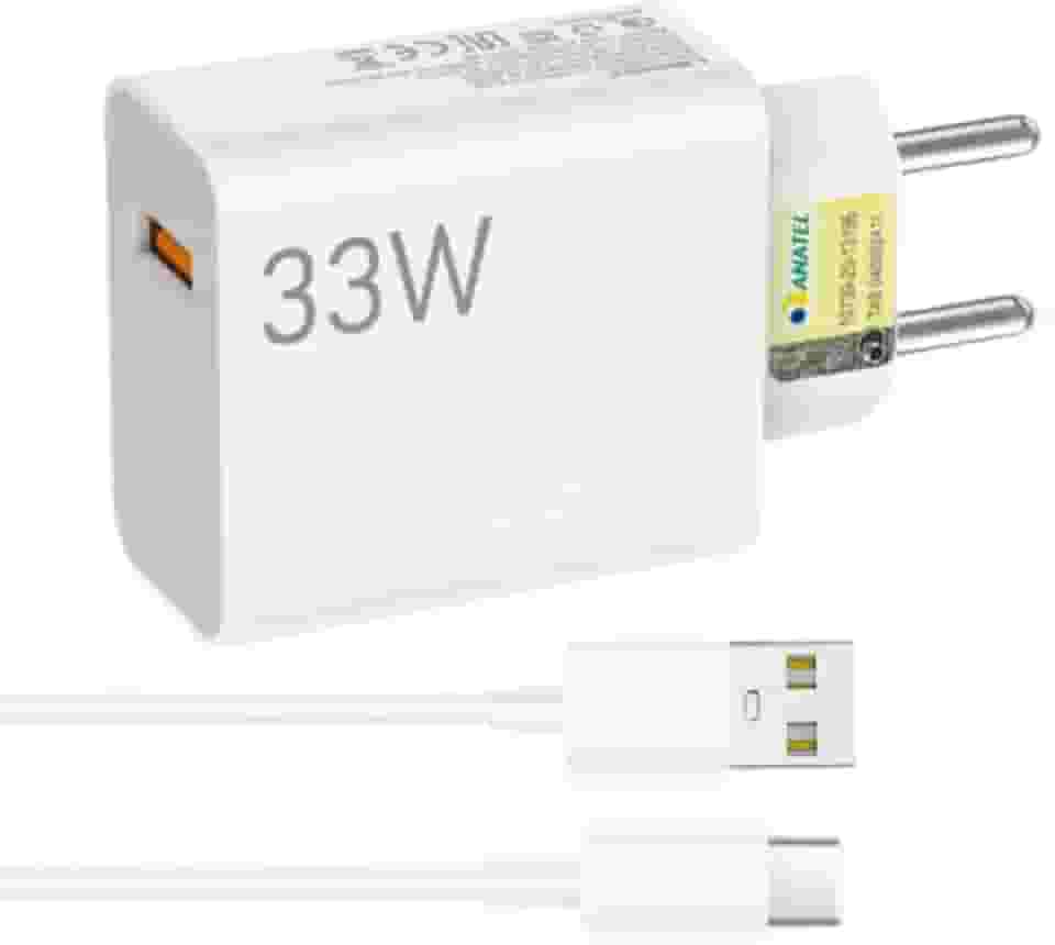 Kit Carregador Turbo 33W + Cabo USB-C Incluso (1m) - Fonte de Carregamento Ultra Rápido Compatível com iPhone 15 16 Pro Max, Samsung Galaxy S23 S24 S25, Xiaomi e Motorola - Bivolt Seguro
