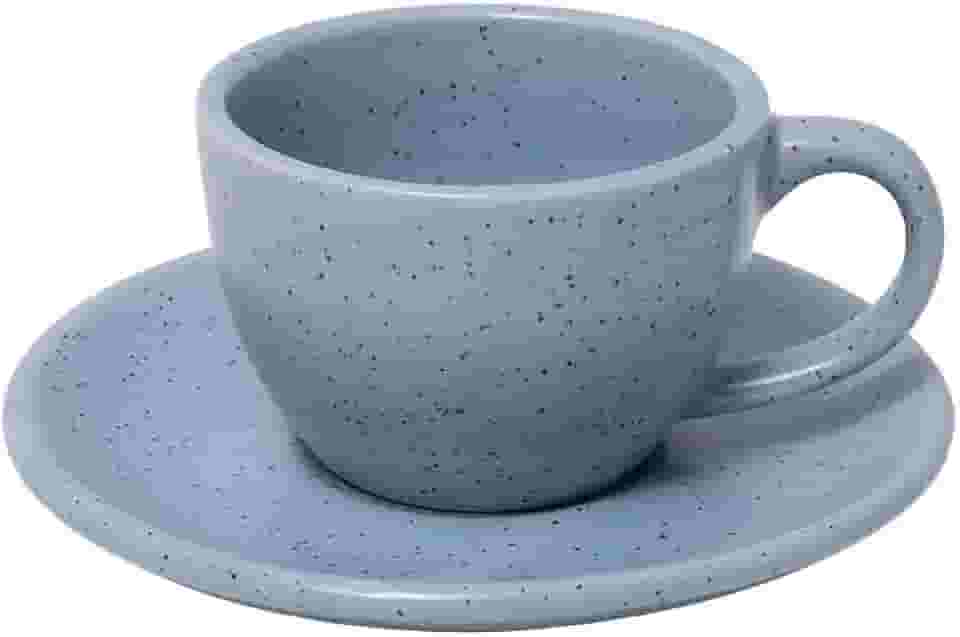 Mimo Style, Jogo 6 Xícaras de Café Cerâmica Cinza Marmorizado