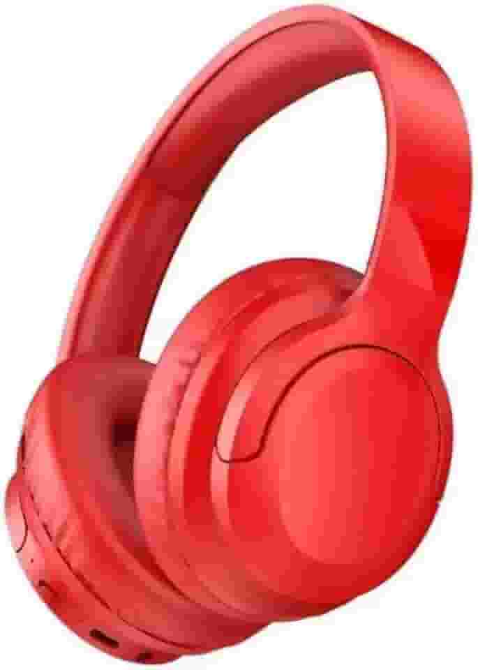 Fone de Ouvido Bluetooth 5.3 On-Ear – Headphone Sem Fio com Cancelamento de Ruído, Microfone Integrado, Ajustável e Dobrável – Ideal para Corrida, Academia, Android e iOS - Premium (Vermelho)
